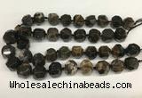 CAA4057 15*16mm - 16*17mm faceted nuggets chrysanthemum agate beads