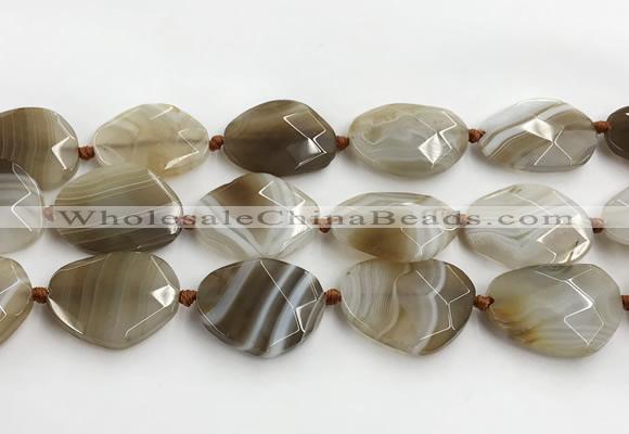 CAA4080 15.5 inches 22*30mm - 26*32mm faceted freeform line agate beads