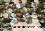 CAA4220 15.5 inches 15*20mm flat teardrop line agate beads wholesale