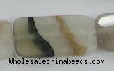 CAA424 15.5 inches 20*40mm faceted rectangle agate druzy geode beads