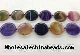 CAA4300 15.5 inches 30mm flat round line agate beads wholesale