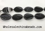 CAA4304 15.5 inches 30*40mm twisted oval line agate beads