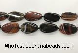 CAA4305 15.5 inches 30*40mm twisted oval line agate beads