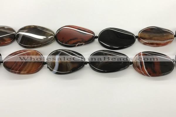 CAA4305 15.5 inches 30*40mm twisted oval line agate beads