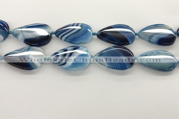 CAA4321 15.5 inches 30*40mm twisted oval line agate beads