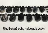 CAA4369 Top drilled 20*30mm freeform black banded agate beads