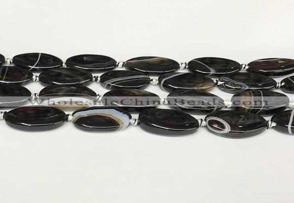 CAA4399 15.5 inches 16*30mm rectangle black banded agate beads