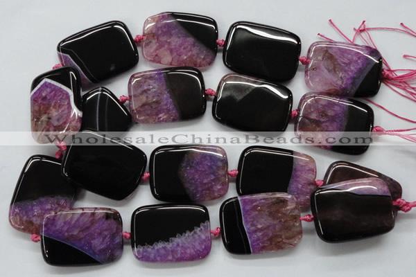 CAA450 15.5 inches 30*40mm rectangle agate druzy geode  beads