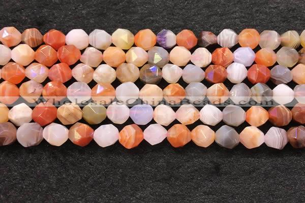 CAA4576 15.5 inches 8mm faceted nuggets mixed botswana agate beads