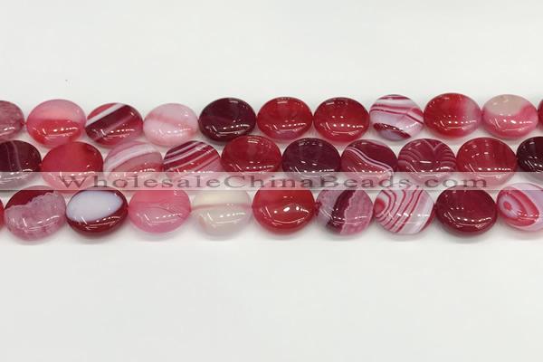 CAA4599 15.5 inches 14mm flat round banded agate beads wholesale