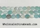 CAA4600 15.5 inches 14mm flat round banded agate beads wholesale