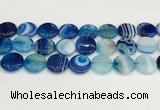 CAA4617 15.5 inches 18mm flat round banded agate beads wholesale