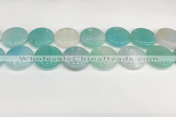 CAA4632 15.5 inches 25mm flat round banded agate beads wholesale