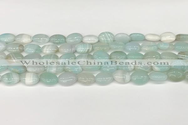 CAA4649 15.5 inches 10*14mm oval banded agate beads wholesale