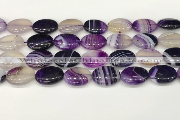 CAA4670 15.5 inches 15*20mm oval banded agate beads wholesale