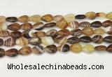 CAA4686 15.5 inches 10*14mm flat teardrop banded agate beads wholesale