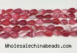 CAA4689 15.5 inches 10*14mm flat teardrop banded agate beads wholesale