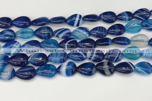 CAA4691 15.5 inches 10*14mm flat teardrop banded agate beads wholesale