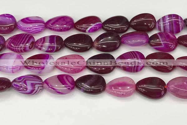 CAA4712 15.5 inches 15*20mm flat teardrop banded agate beads wholesale