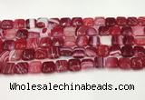 CAA4729 15.5 inches 10*10mm square banded agate beads wholesale