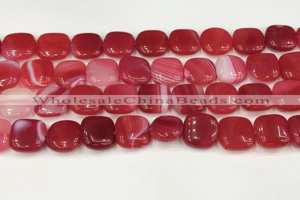 CAA4744 15.5 inches 14*14mm square banded agate beads wholesale