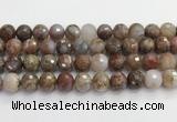 CAA5013 15.5 inches 12mm faceted round flower agate beads