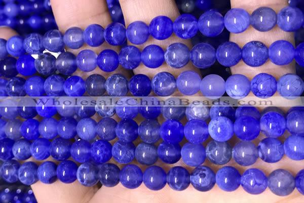 CAA5030 15.5 inches 6mm round blue dragon veins agate beads