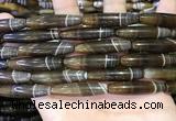 CAA5118 15.5 inches 8*33mm rice striped agate beads wholesale