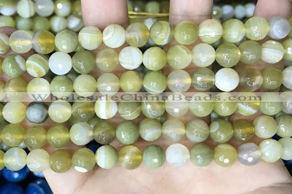 CAA5157 15.5 inches 6mm faceted round banded agate beads