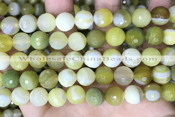 CAA5160 15.5 inches 12mm faceted round banded agate beads