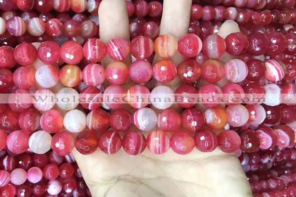 CAA5199 15.5 inches 6mm faceted round banded agate beads