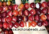 CAA5210 15.5 inches 14mm faceted round banded agate beads