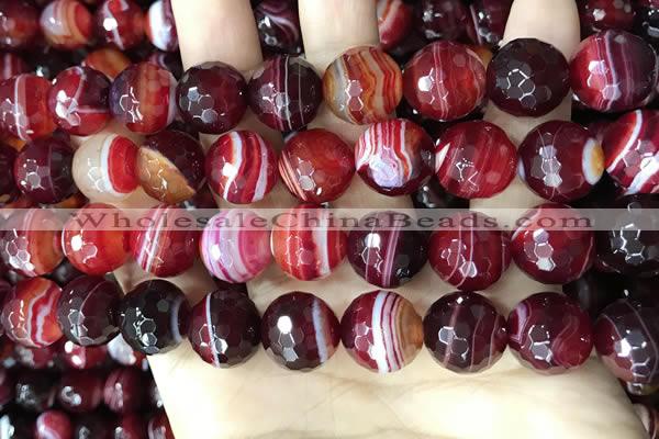 CAA5217 15.5 inches 14mm faceted round banded agate beads