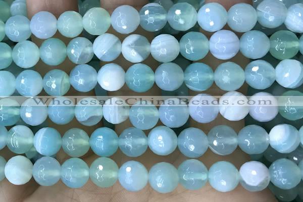 CAA5222 15.5 inches 10mm faceted round banded agate beads