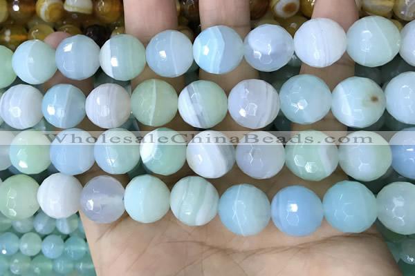 CAA5225 15.5 inches 16mm faceted round banded agate beads