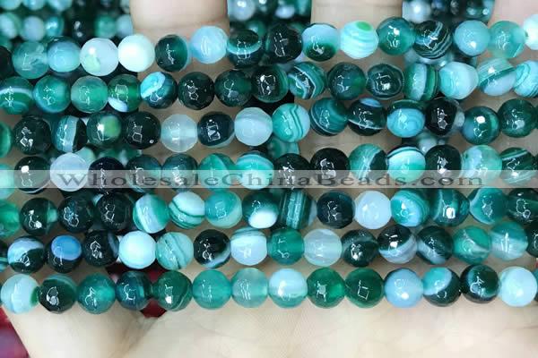 CAA5241 15.5 inches 6mm faceted round banded agate beads