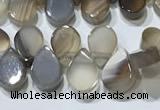 CAA5302 Top drilled 6*8mm flat teardrop line agate beads