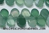 CAA5307 Top drilled 6*8mm flat teardrop line agate beads