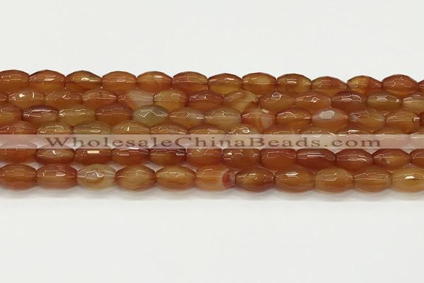 CAA5457 15.5 inches 8*12mm faceted rice agate beads