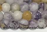 CAA5485 15 inches 4mm round purple flower stone beads