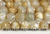 CAA5503 15 inches 6mm faceted round fire crackle agate beads