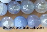 CAA5550 15 inches 6mm faceted round AB-color banded agate beads