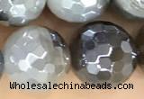 CAA5564 15 inches 10mm faceted round AB-color banded agate beads