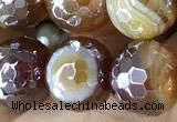 CAA5568 15 inches 10mm faceted round AB-color banded agate beads