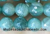 CAA5578 15 inches 6mm faceted round AB-color banded agate beads