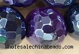 CAA5597 15 inches 12mm faceted round AB-color banded agate beads