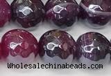 CAA5601 15 inches 8mm faceted round AB-color banded agate beads