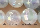 CAA5621 15 inches 8mm faceted round AB-color white agate beads