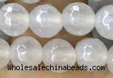 CAA5625 15 inches 6mm faceted round AB-color white agate beads