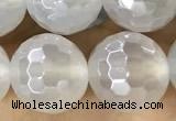 CAA5627 15 inches 10mm faceted round AB-color white agate beads